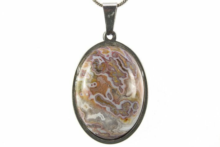 Mexican Crazy Lace Agate Pendant (Necklace) - Includes Chain #327654